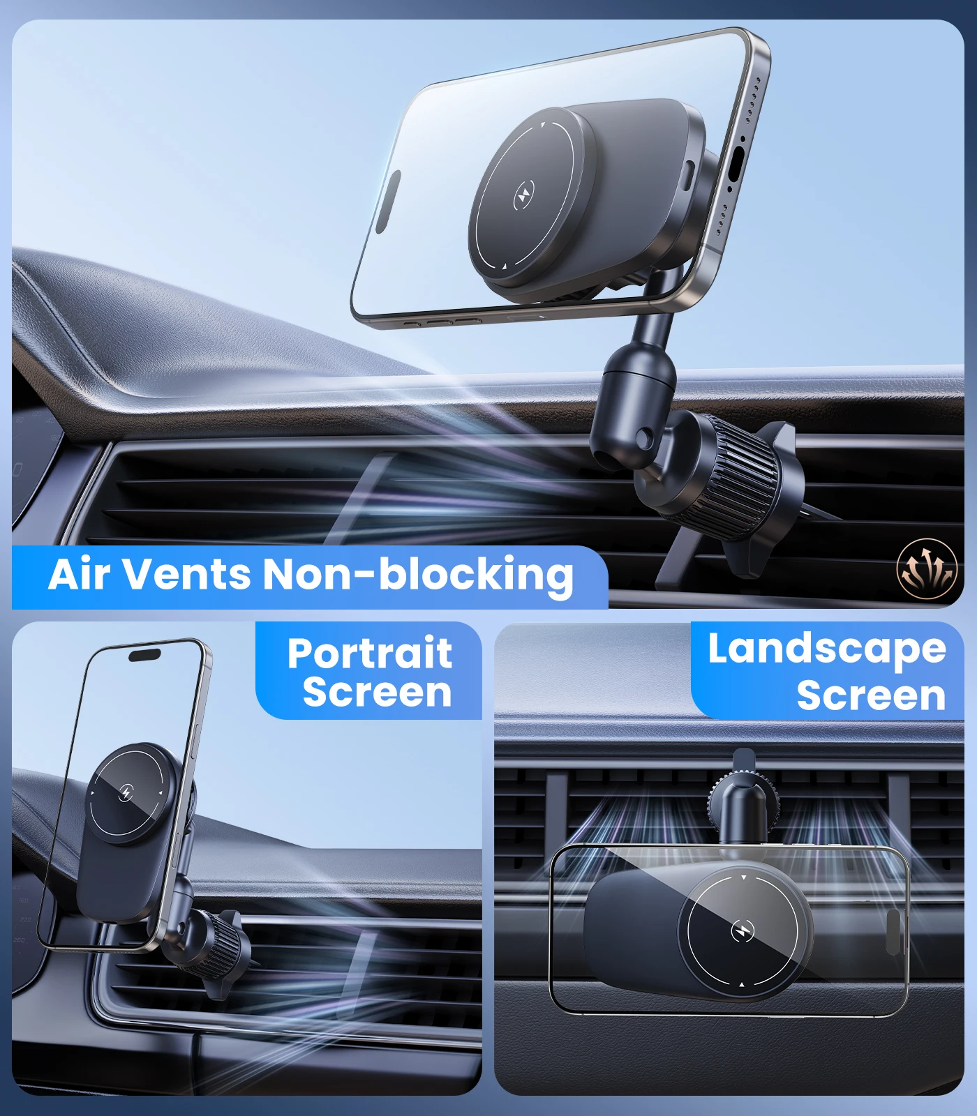 

Oatsbasf 15 Вт держатель для телефона с быстрой зарядкой автомобильное вентиляционное отверстие крепление для телефона для iPhone Samsung 360 ° Вращающаяся подставка для телефона со светодиодной подсветкой RGB