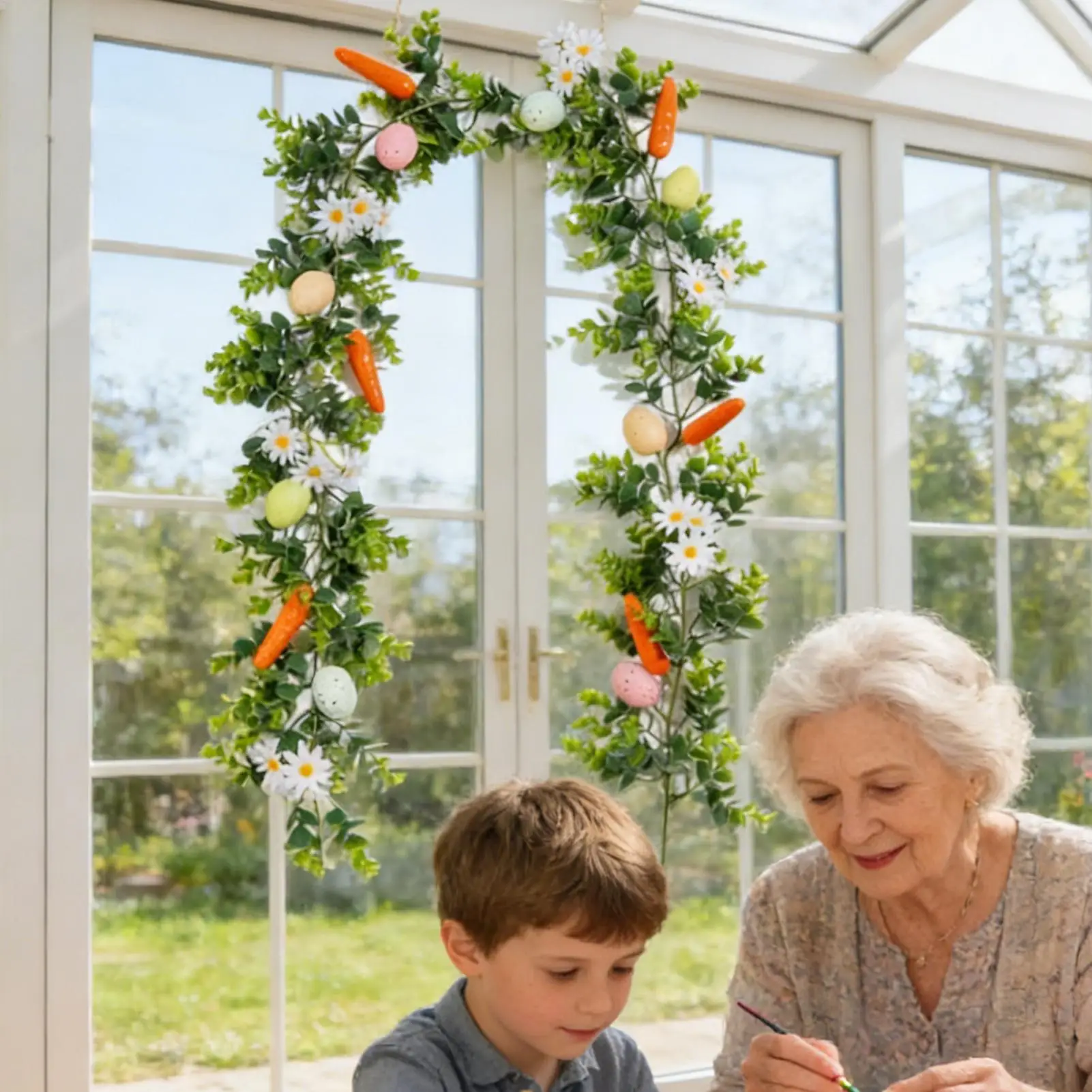 

Pastel Easter Garland 2 Pieces Easter Egg Spring Garland 5.7ft Rustic Spring Decor For Home Indoor Party Wall Mantel Stairs