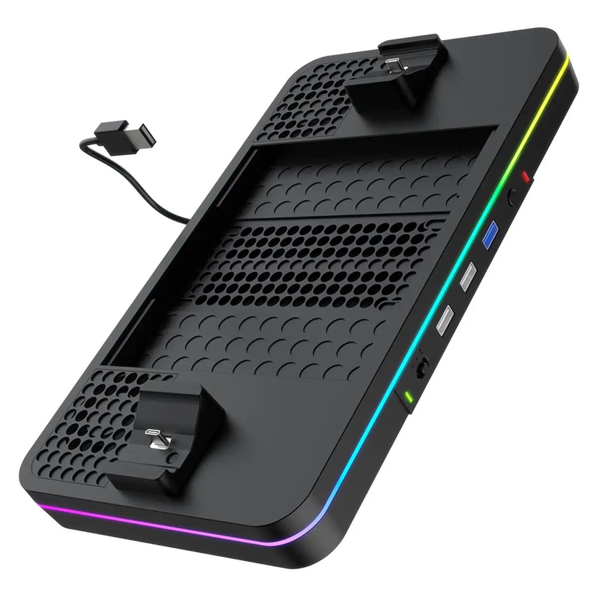 For /S Cooling Fan Console Charging Dock Fast Charging RGB Multi-Function Storage Charger