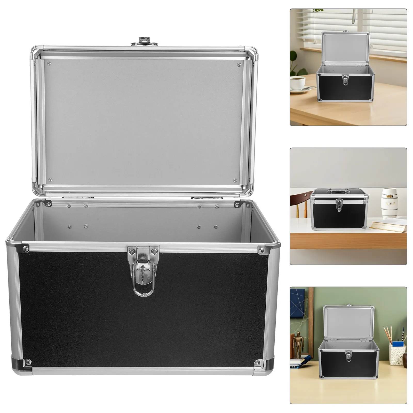 

Aluminum Alloy Tool Box Portable Hard Case Handheld Lockable Storage Container Lightweight Metal Briefcase for Outdoor Travel