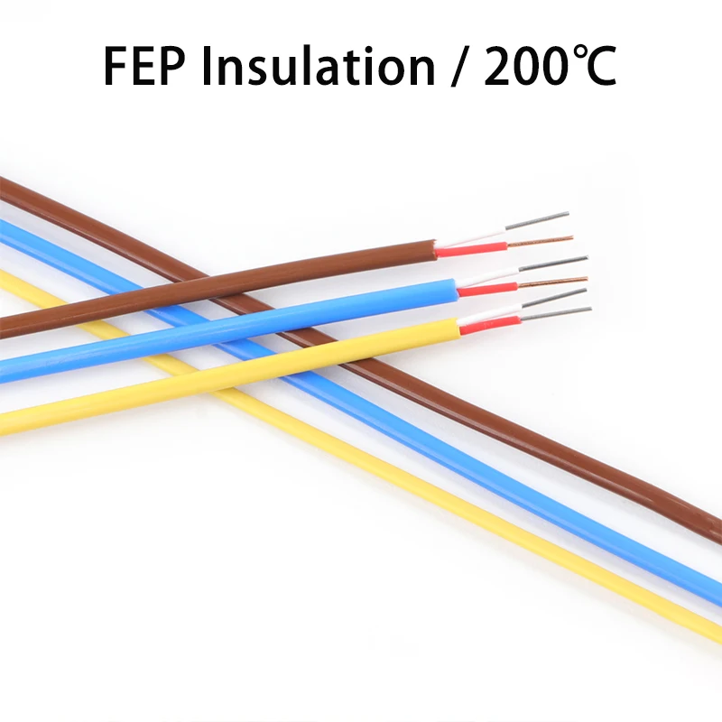 K J T Type Thermocouple Wire FEP Insulator Shielded Line 2Cores GlassFiber High Temperature Measuring Line Compensation Cable