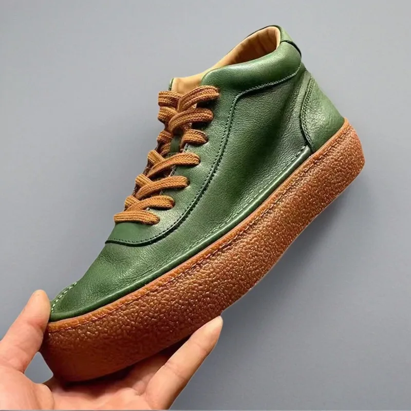 

Мужские высококачественные повседневные туфли из натуральной кожи, удобные кроссовки на мягкой подошве, модные повседневные высокие кеды.