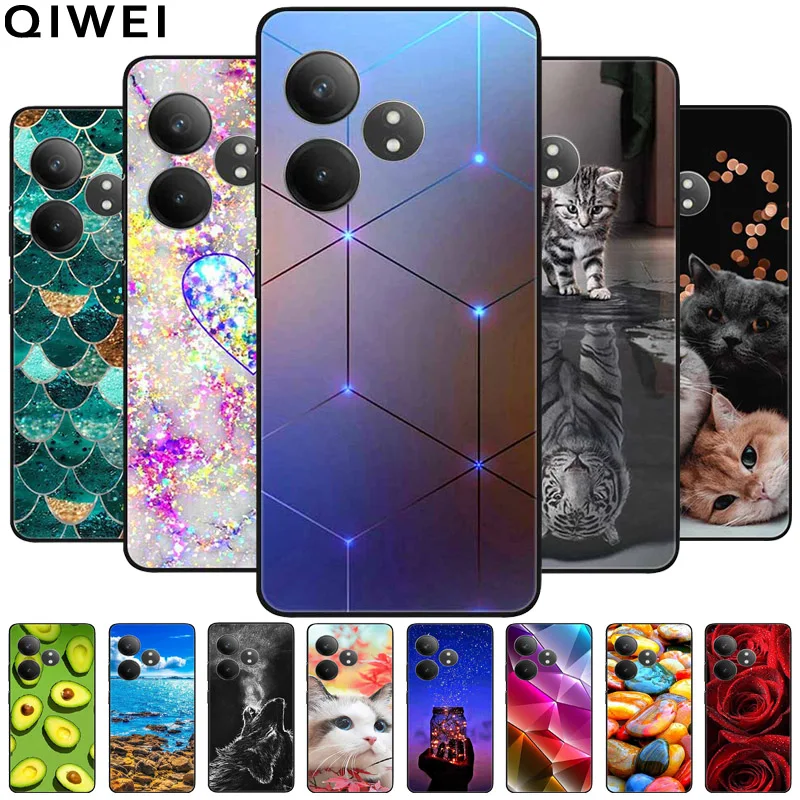 For Realme GT 6 5G Case Luxury Cute Silicone TPU Soft Phone Cover for Realme GT6 2024 Protector Shockproof Shells Cats Funda Bag