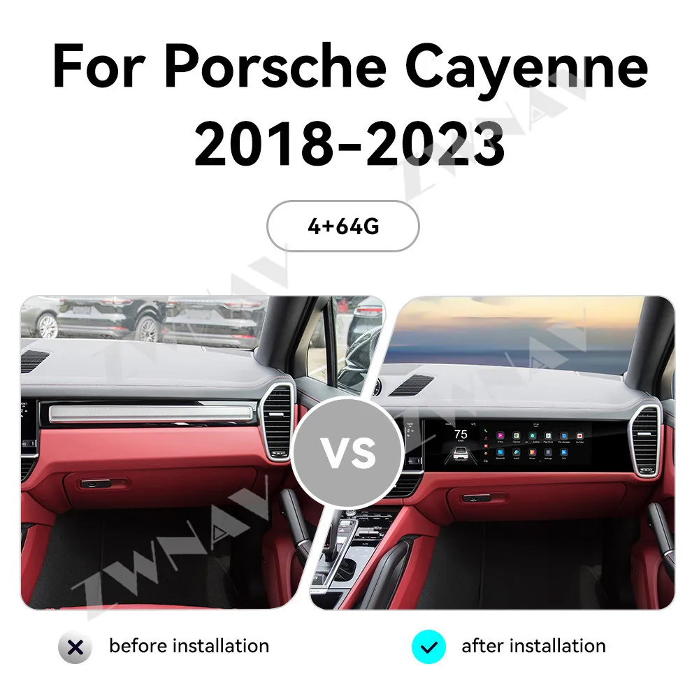 Co-pilot Carplay 15 inch Display Touch Screen For Porsche Cayenne 2018-2023 Android 14 Car GPS Navigation Car Multimedia Player