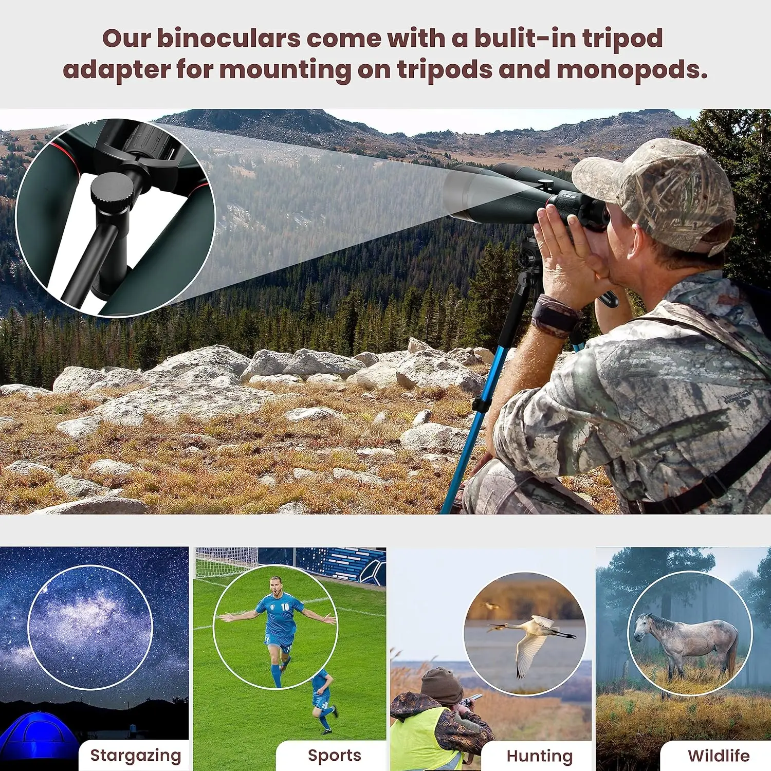 Binocolo astronomico, binocolo 20x80 per adulti, binocolo impermeabile da esterno per il birdwatching viaggi Stargazing con