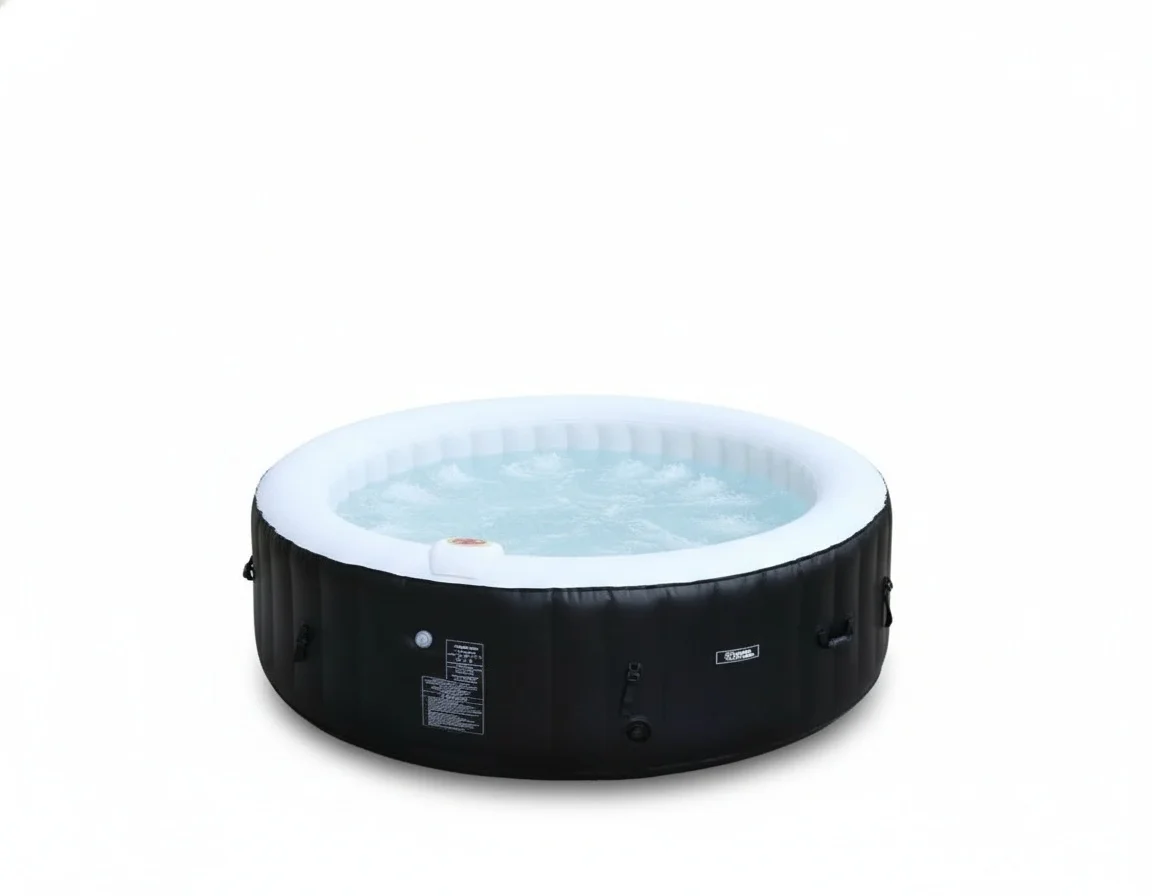 6 Person Spa, 208 x 208 x 65 cm PVC Airjet Spa Pool, Portable Massage Round Outdoor Spa, Heavy Duty PVC Hot Tub Swimming Pool