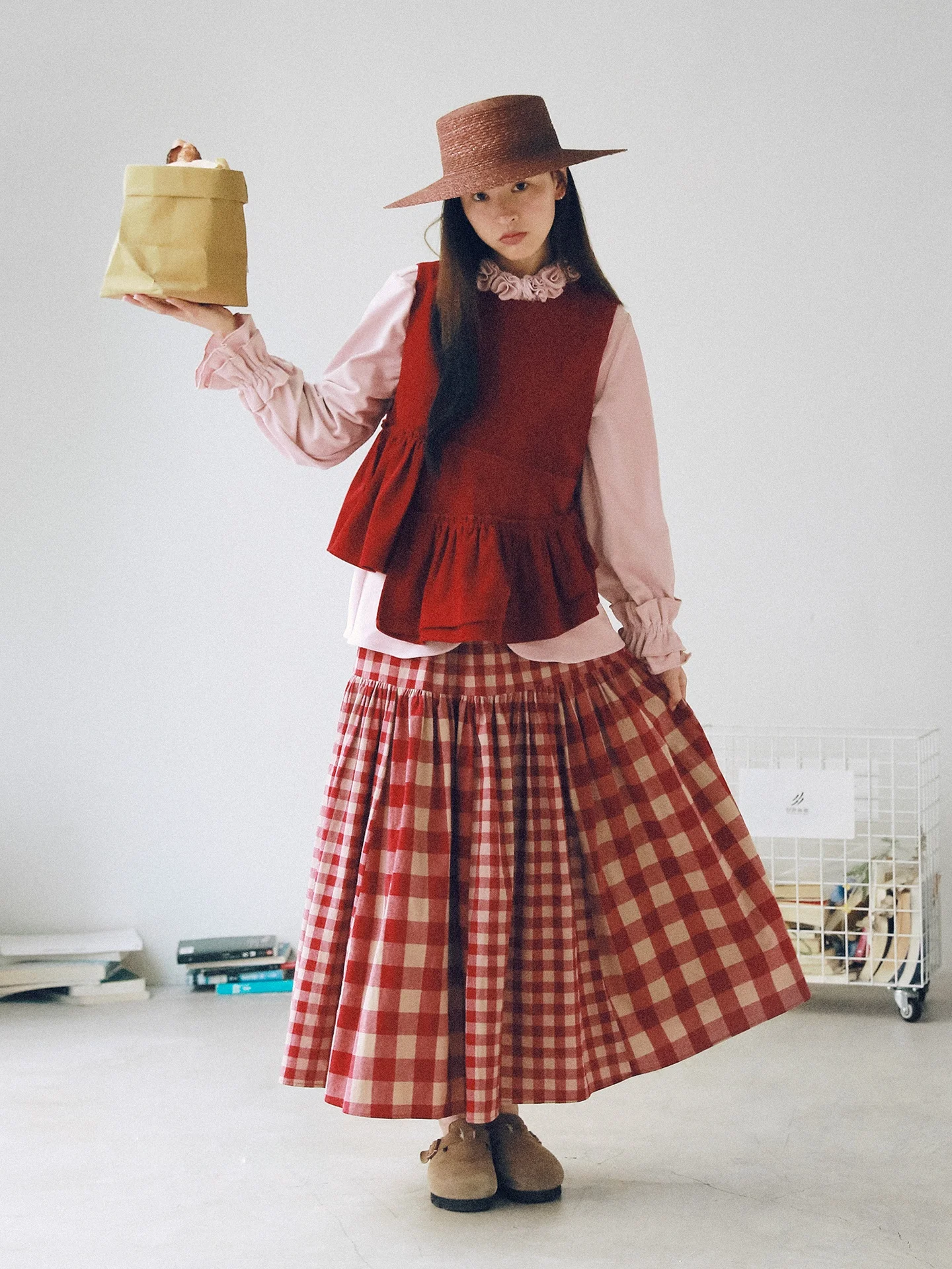 

Ретро-юбка А-силуэта с завышенной талией, женская, осенне-зимняя, в клетку, с эффектом утяжки, хлопковая, для повседневной носки и свиданий