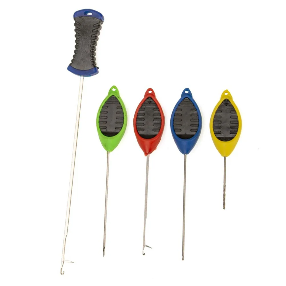 Carp Fishing Bait Needle Kit 5 Sizes High Carbon Steel Baiting Needles with Anti Slip Grip for Precision Baiting