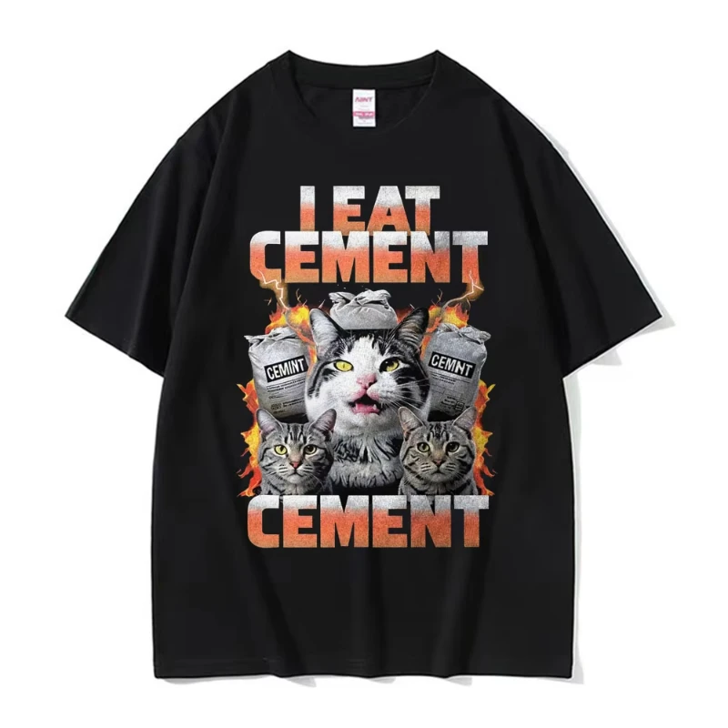 I Eat Solder Cursed Funny Cat Meme T Shirt Men Women's Clothing Fashion Casual T Shirts Summer High Quality T-shirts Tops