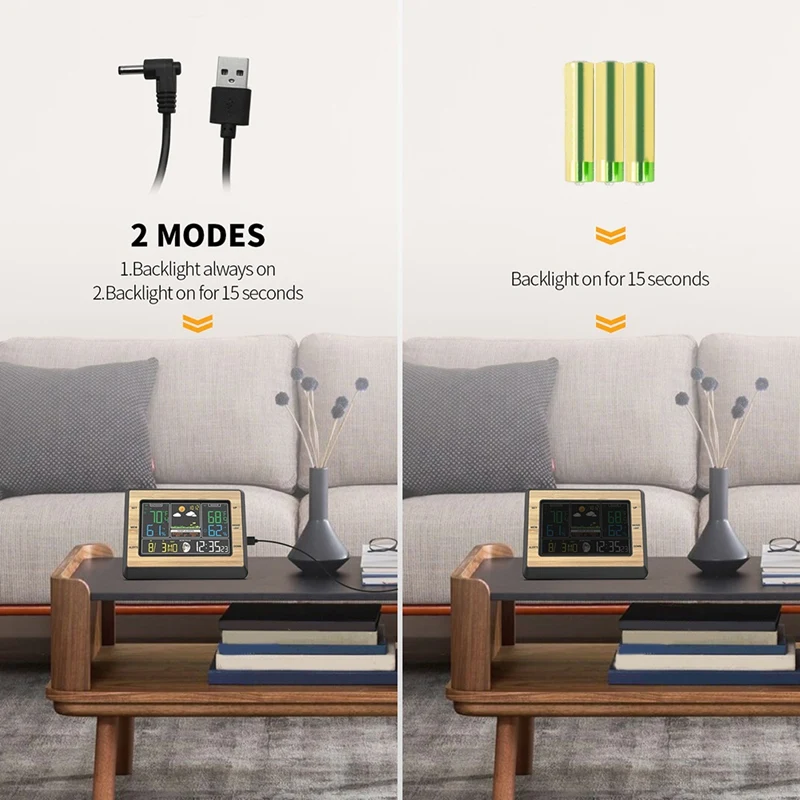 Wireless Weather Station 6 Inch Color Screen Digital Temperature Humidity Meter Weather Forecast Station With Sensor