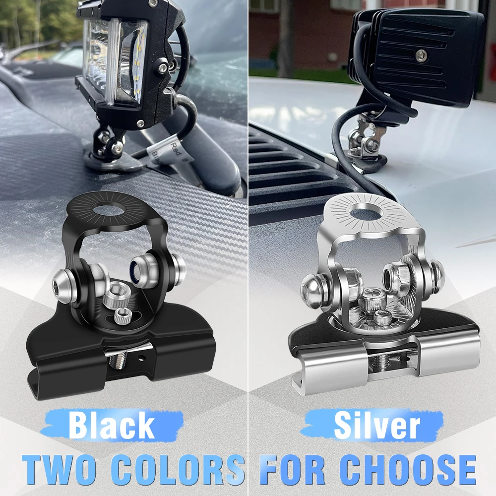 2Pcs Engine Hood Mount Clamp Bracket for LED Work Light Pods Light Bar, Universal Offroad Hood Mount For Jeep 4x4 Lada SUV