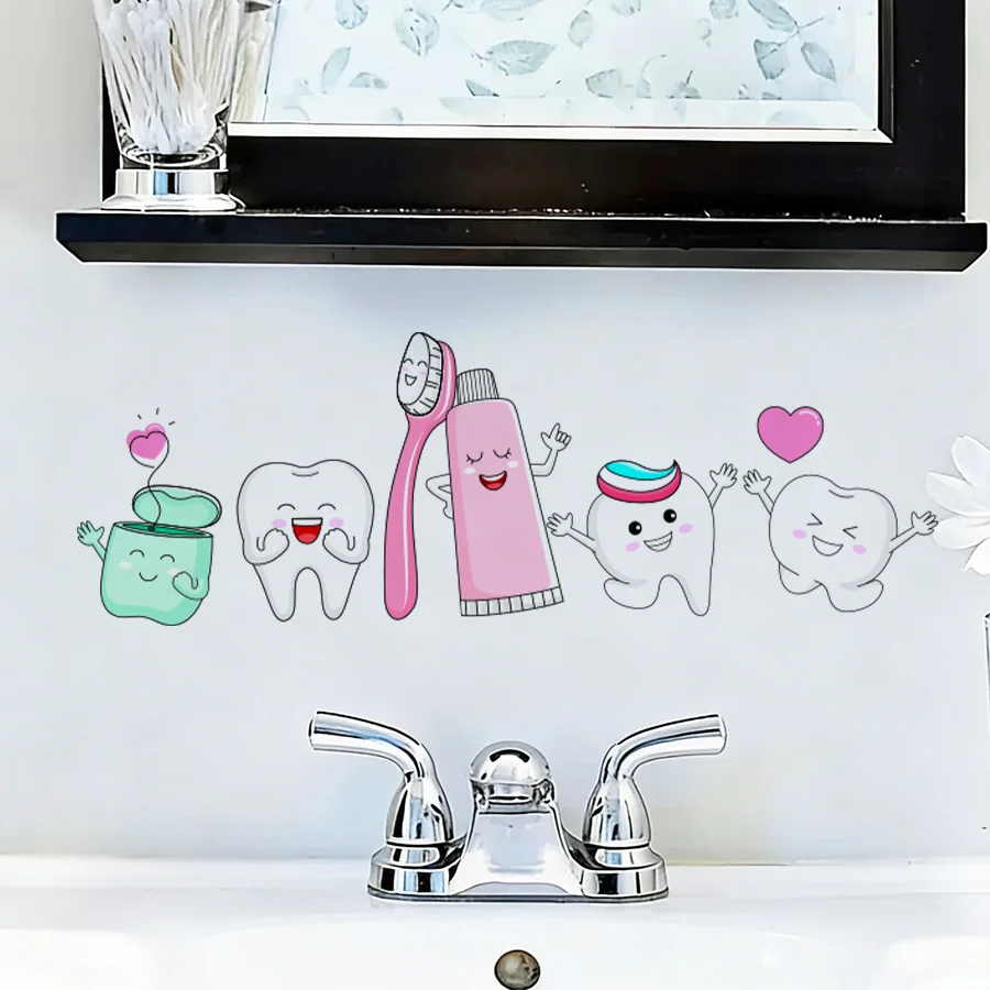 Dental Health Sticker, 1 Sheet Teeth Protect Waterproof Vinyl Decals | Peel and Stick Decoration Removable Reusable Wall Sticker