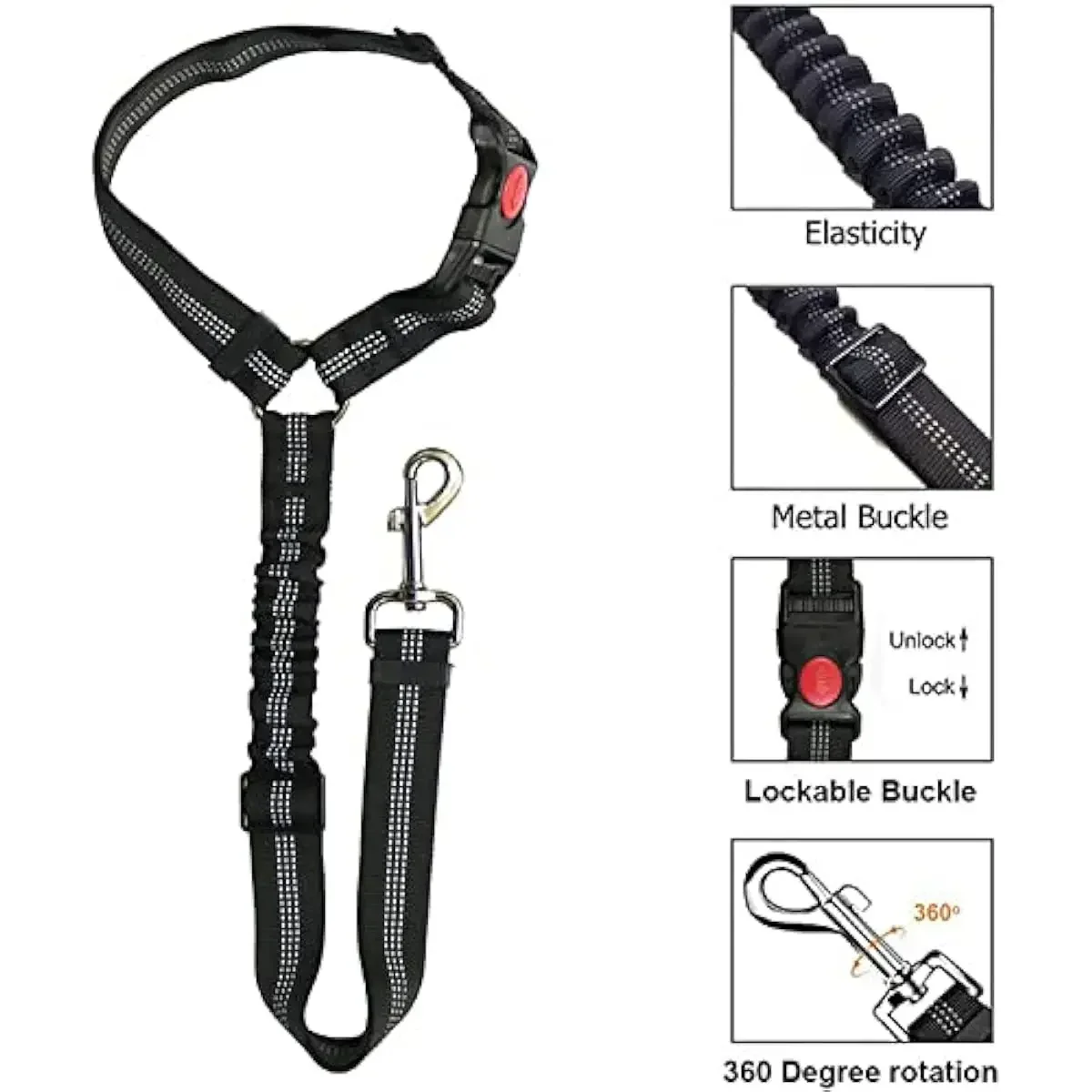 Two-in-one Pet Dog Seat Belts Nylon Buffer Elastic Lead Leash Backseat Safety Belt Adjustable Dog Harness Collar Pet Accessories