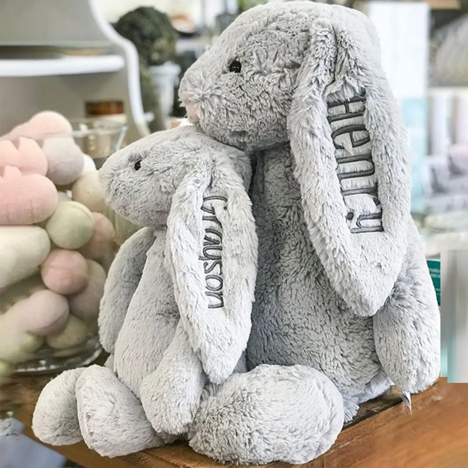 

Personalized plush bunny toys Embroidered Plush Bunny With kids Name Hand Made Custom Plush Toy First Easter Gift girl boy