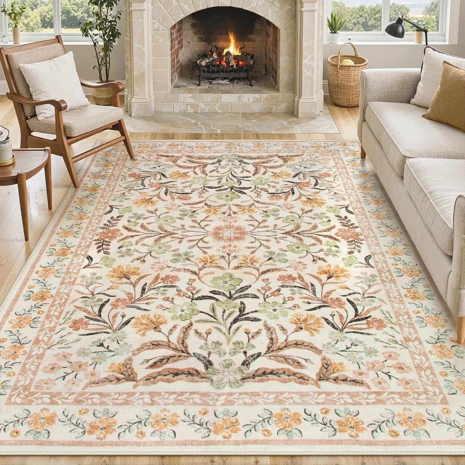 Vintage Floral BOHO Rugs Living Room Large Area Carpet Bedroom Floor Mats Foldable Machine Washable Rug Long Strip Runner Mat 러그