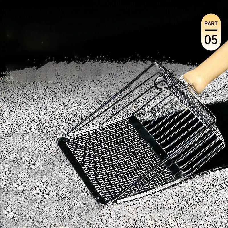 Katzenstreuschaufel aus Edelstahl mit Holzgriff, Rostbeständig, Waschbar, Katzenklo-Reinigungsschaufel, Katzen-Toiletten-Reinigungswerkzeug – Detail 7