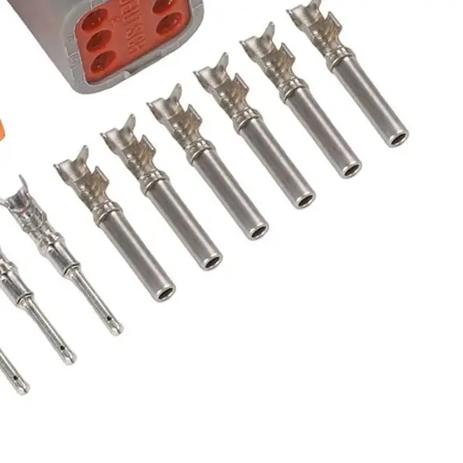 6 Pin Waterproof Connector Kit For DEUTSCH Automotive Silver Plated Flame Retardant Male Female Terminals Gray