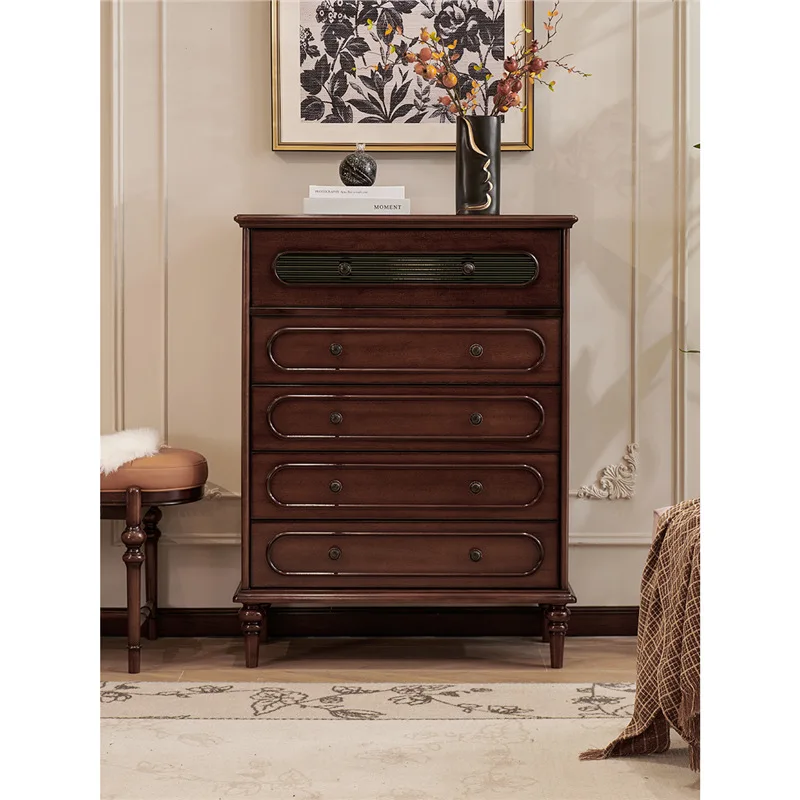 

French solid wood chest of drawers American retro bedroom storage cabinet medieval bedside storage cabinet locker