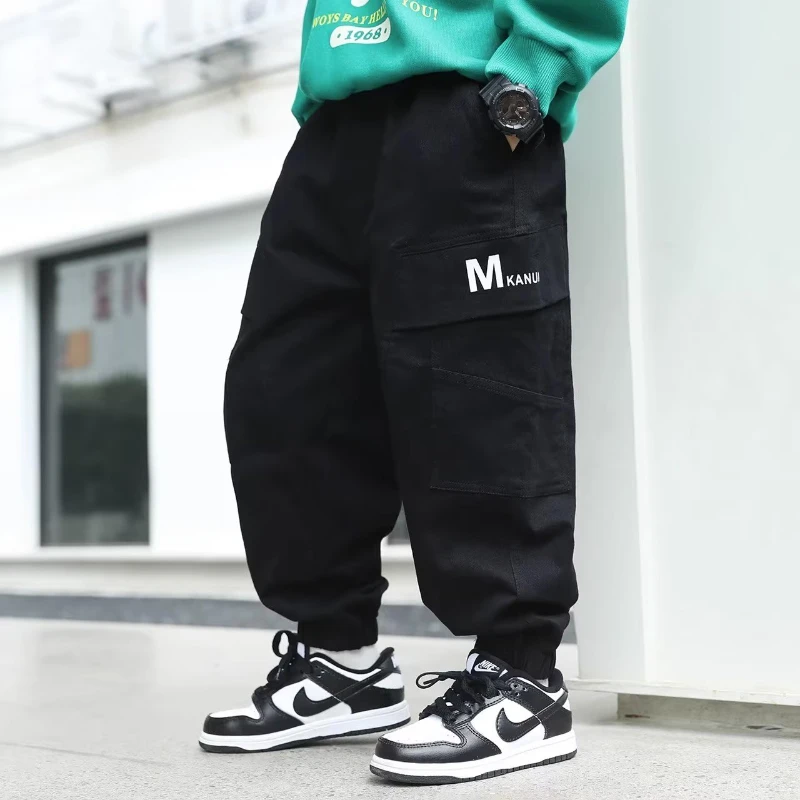 Spring & Autumn Boys Pants 2023 New Children Cargo Pants Sport Casual Pants Teenage Fashion Versatile Pockets Cargo Pants