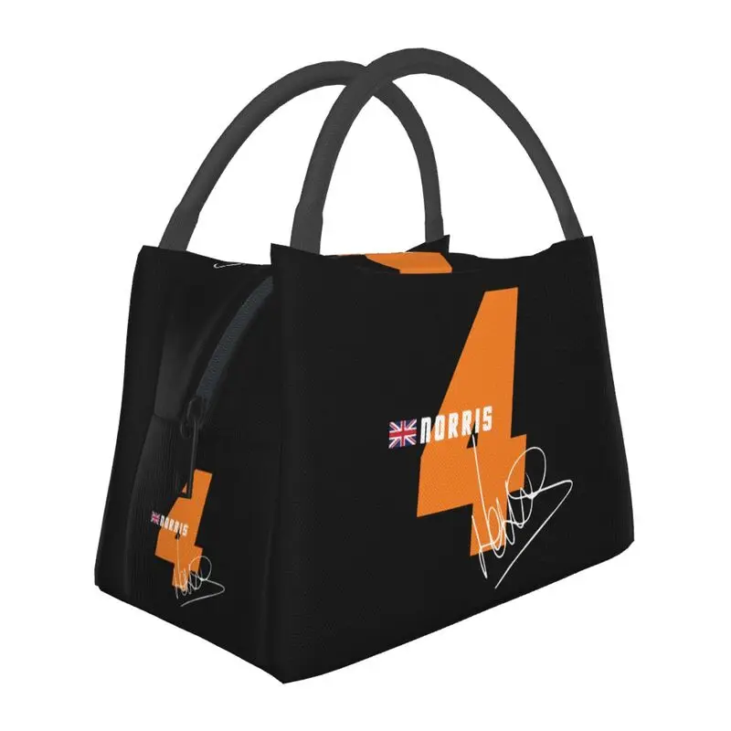 Custom L-Lando Norris Motorcycle Racing Insulated Lunch Bags for Resuable Thermal Cooler Food Lunch Box Outdoor Camping Travel