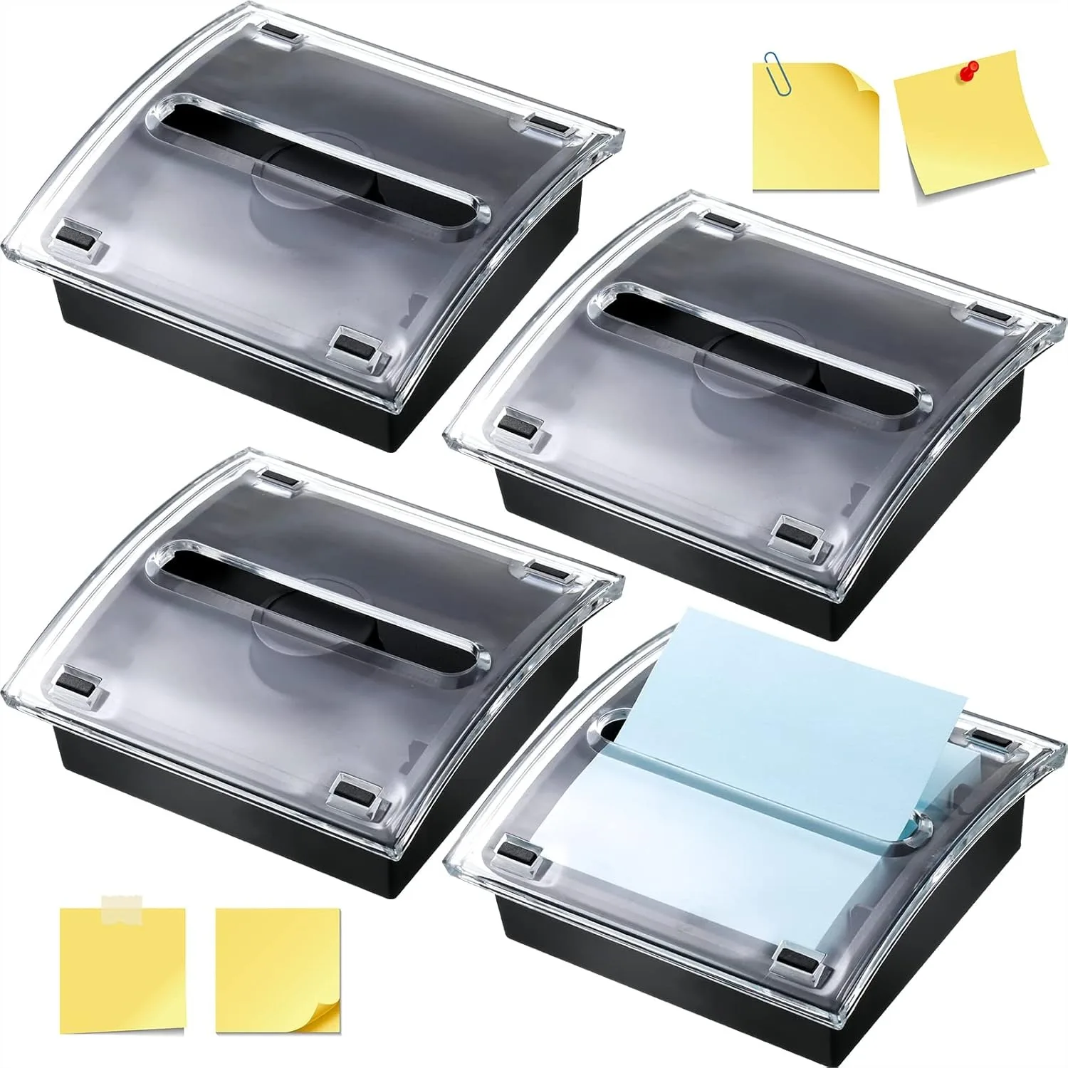

Sticky Note Dispenser with Black Base Clear Top for 3x3 Inch Pads, Acrylic Memo Organizer for School Office Home