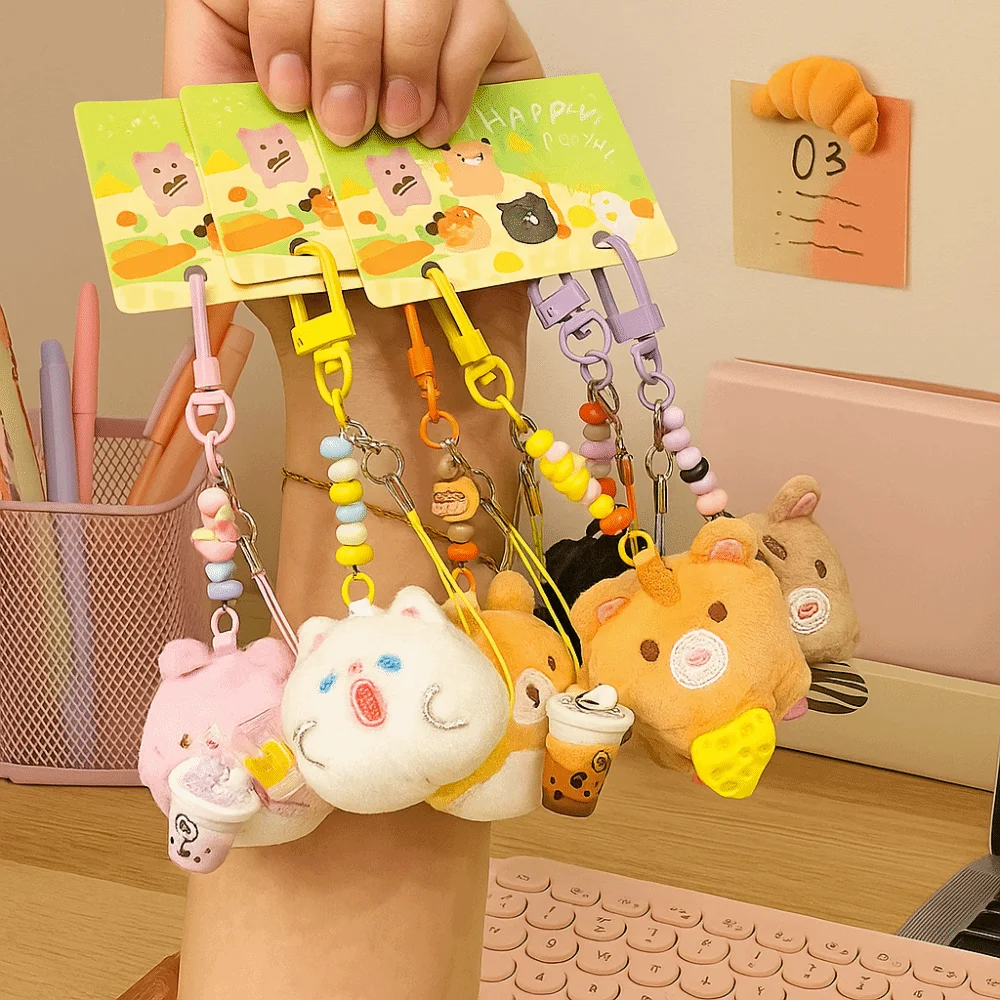 

Creative Design Animal Doll Pendant Material Cute Style Lovers Doll Keychain Cartoon Design Keychain Function