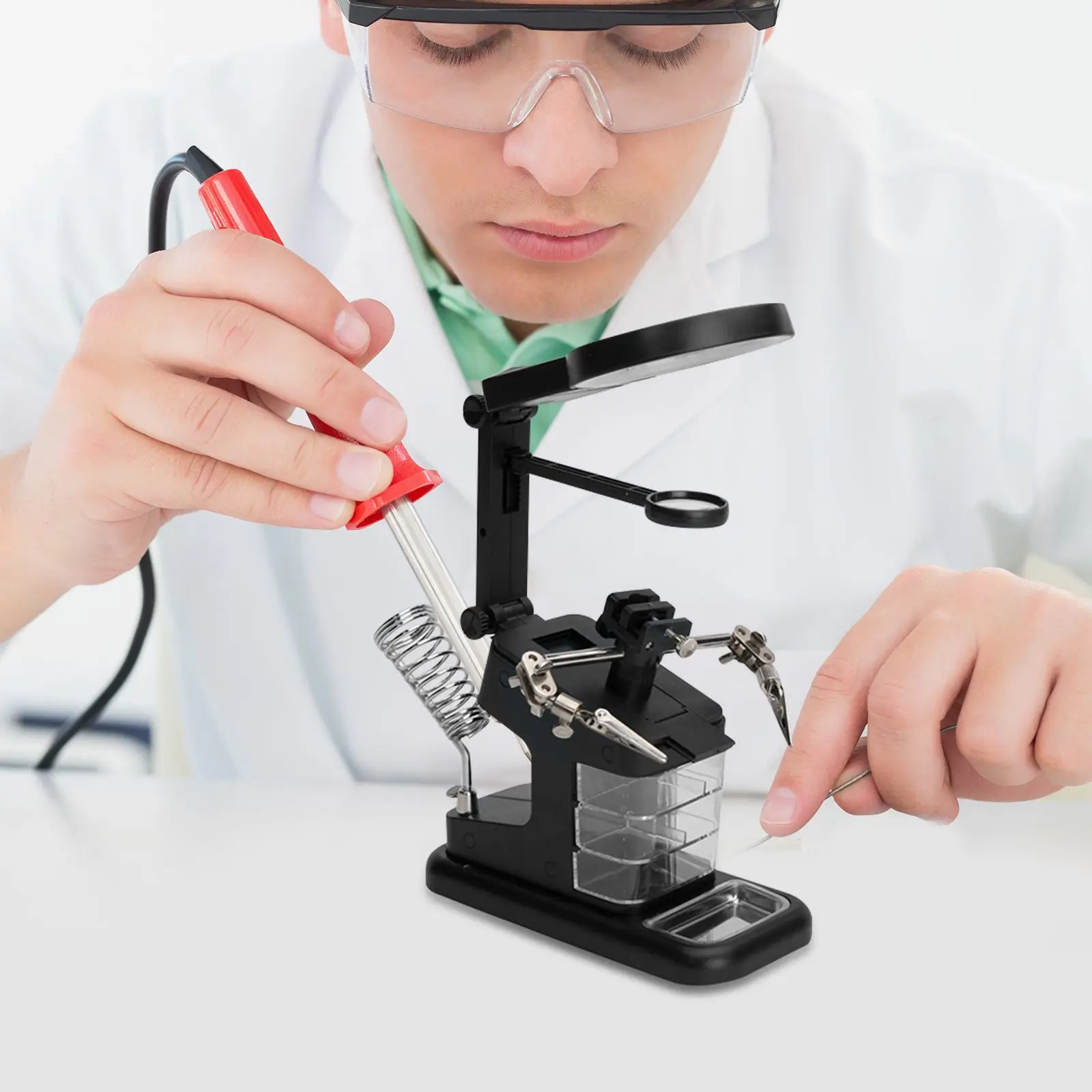 USB لحام المشبك 10LED أضواء حامل قابل للتعديل المكبر أداة لحام الالكترونيات اليد المشابك مكتب العمل ضوء LED حامل