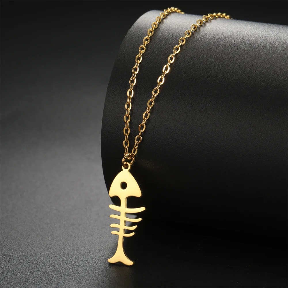 My Shape Katzen-und Fischgräten Anhänger Halsketten für Frauen Mädchen Kätzchen Tiere Charms Halskette Halsreif Edelstahl Schmuck – Detail 21