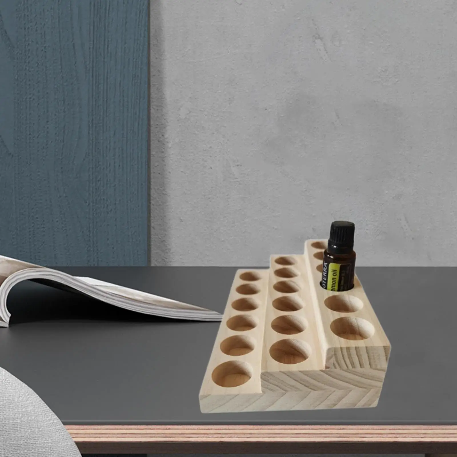 Essential Oil Rack Multifunction Wooden Nail Polish Organizer Shelf Display Stand for Essential Oil Wood Bottle Storage