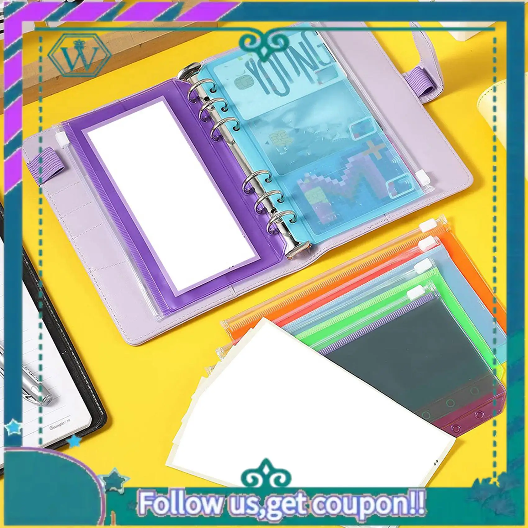 

A75Q-28 шт. Карманы для переплета, размер А6, 6 отверстий, папки на молнии, водонепроницаемые сумки из ПВХ с вкладышами для блокнота с 6 кольцами