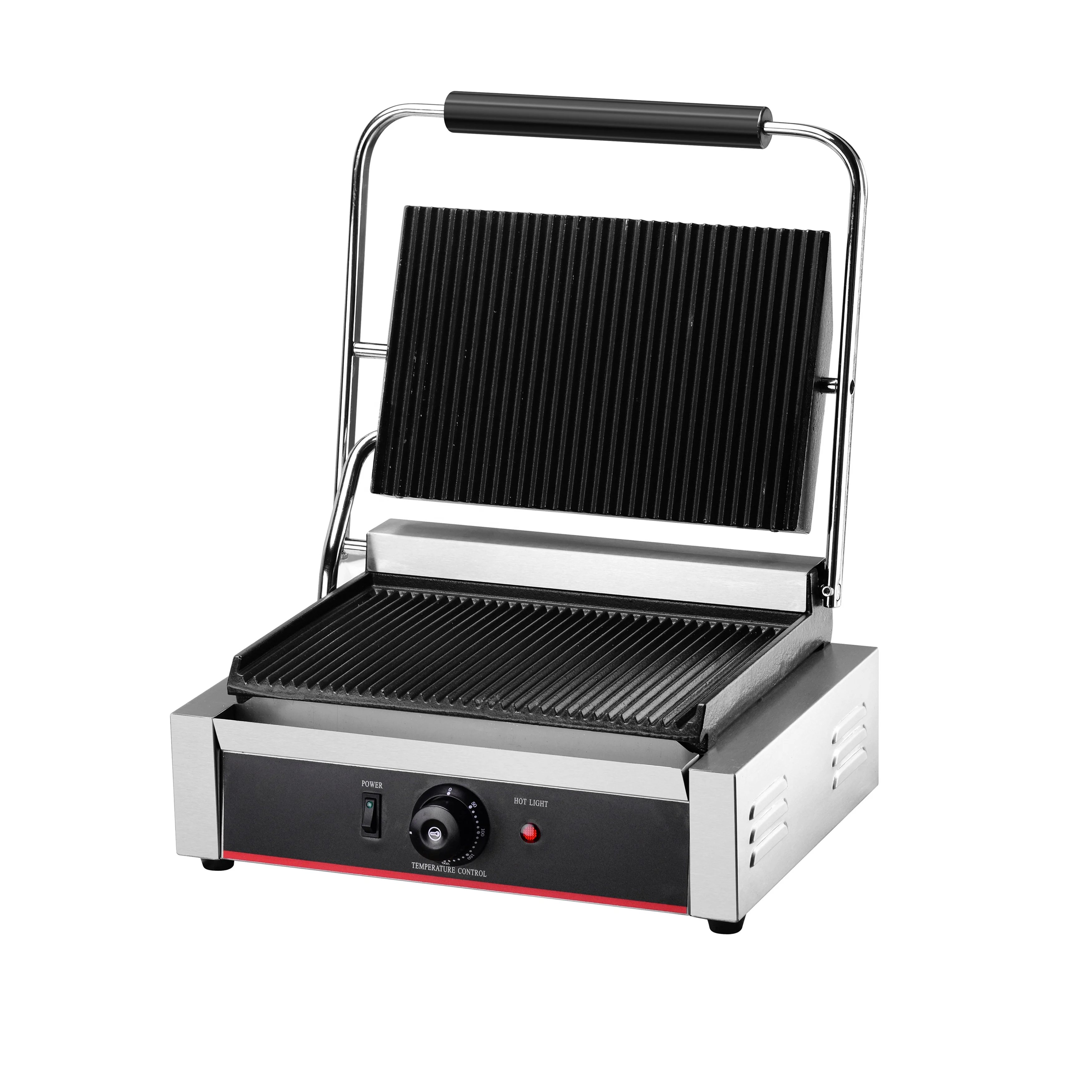 Einzelkopf-Panini-Grill, Sandwich-Maker, Flaggenrille, Kochplatten, Kontaktgrill, kommerzielle Grillmaschine zum Fabrikpreis