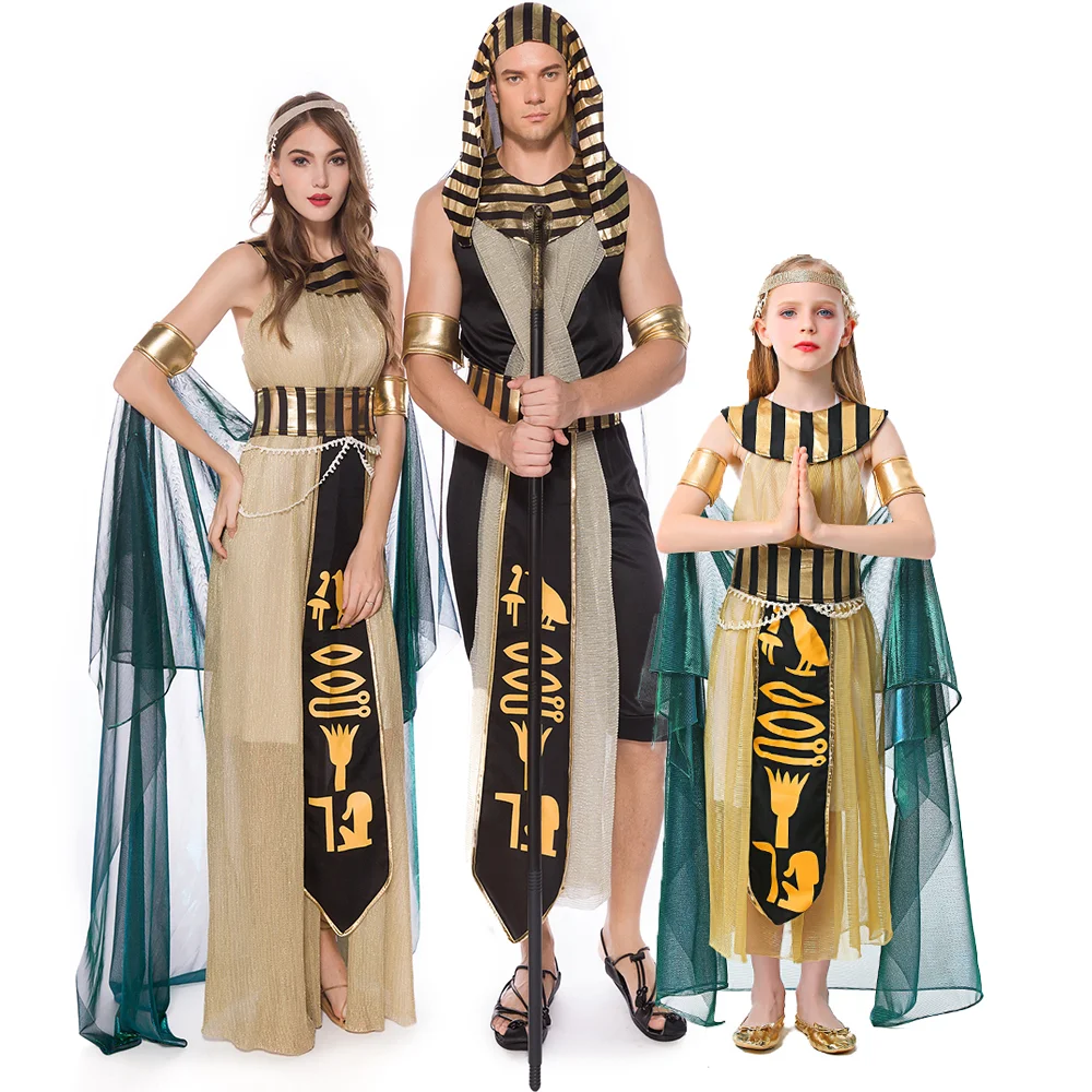 Kings of Ancient Egypt Queen Egypt Princess Cosplay Costume Kids Girls Women and Men Pharaoh Queen Halloween Stage Dance Costume