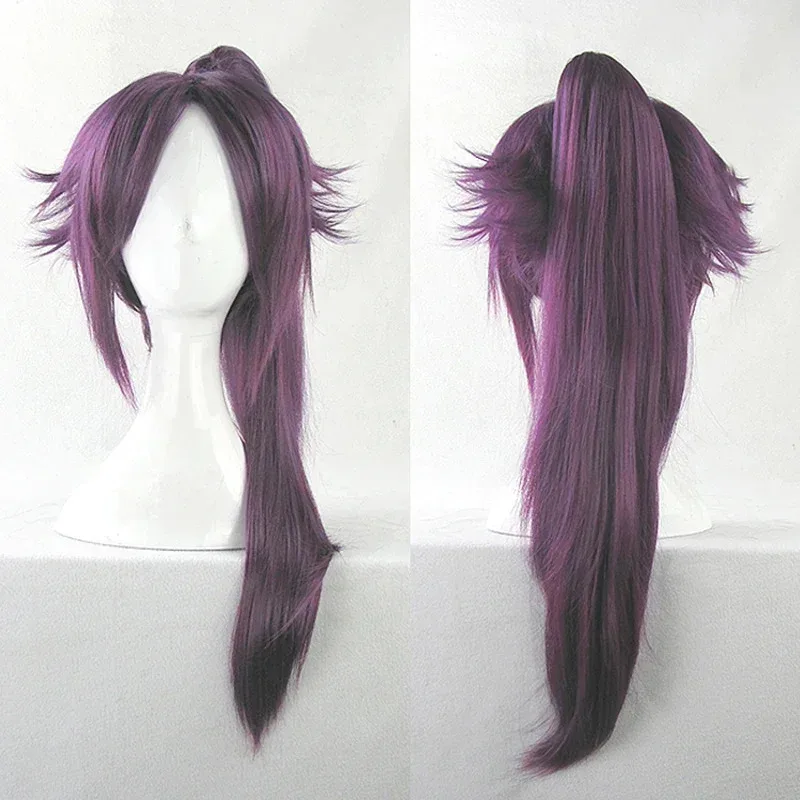 Anime BLEACH Shihouin Yoruichi Parrucche Cosplay Fibra ad alta temperatura Base per capelli sintetici Parrucca Tigre Clip Capelli viola Regali