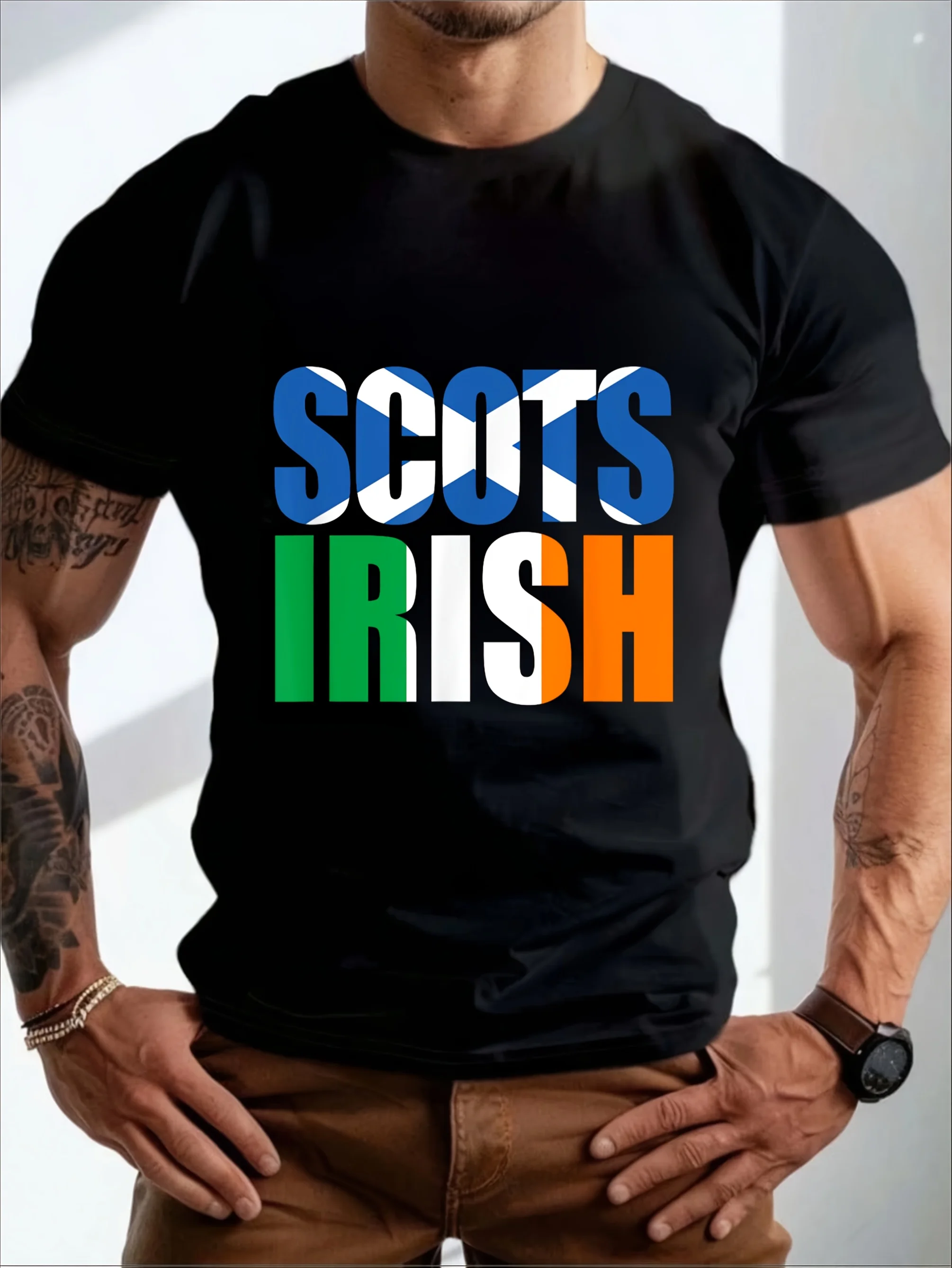 اسكتلندا العلم الأيرلندي اسكتلندا أيرلندا الاسكتلندية الأيرلندية تي شيرت 100% القطن س الرقبة قصيرة الأكمام الصيف عادية قميص رجالي الشارع الشهير