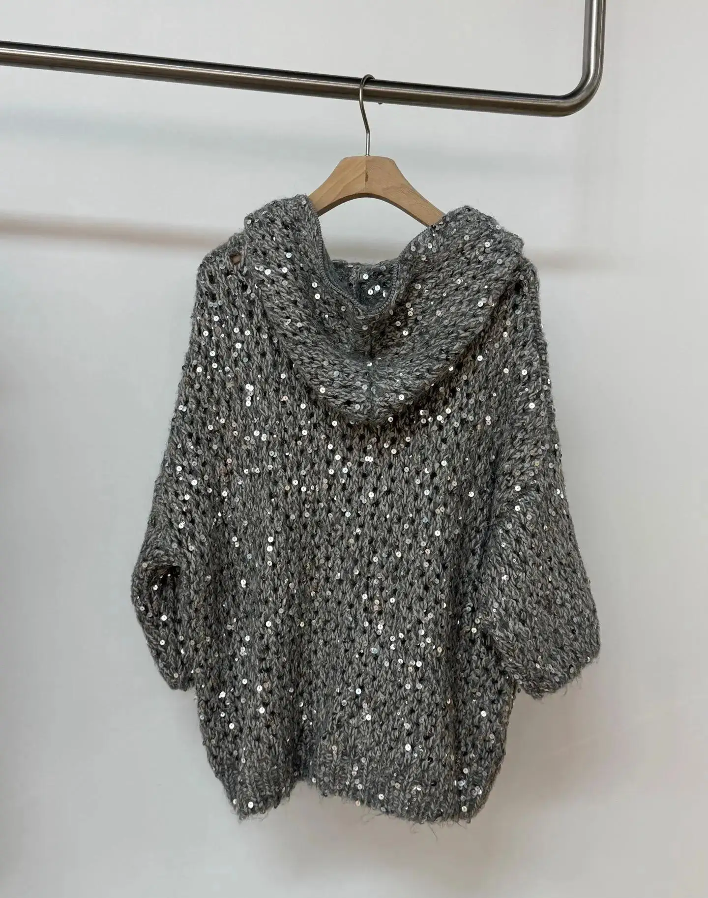Prachtig luxe handgeweven vest van sprankelend mohair-katoenmix