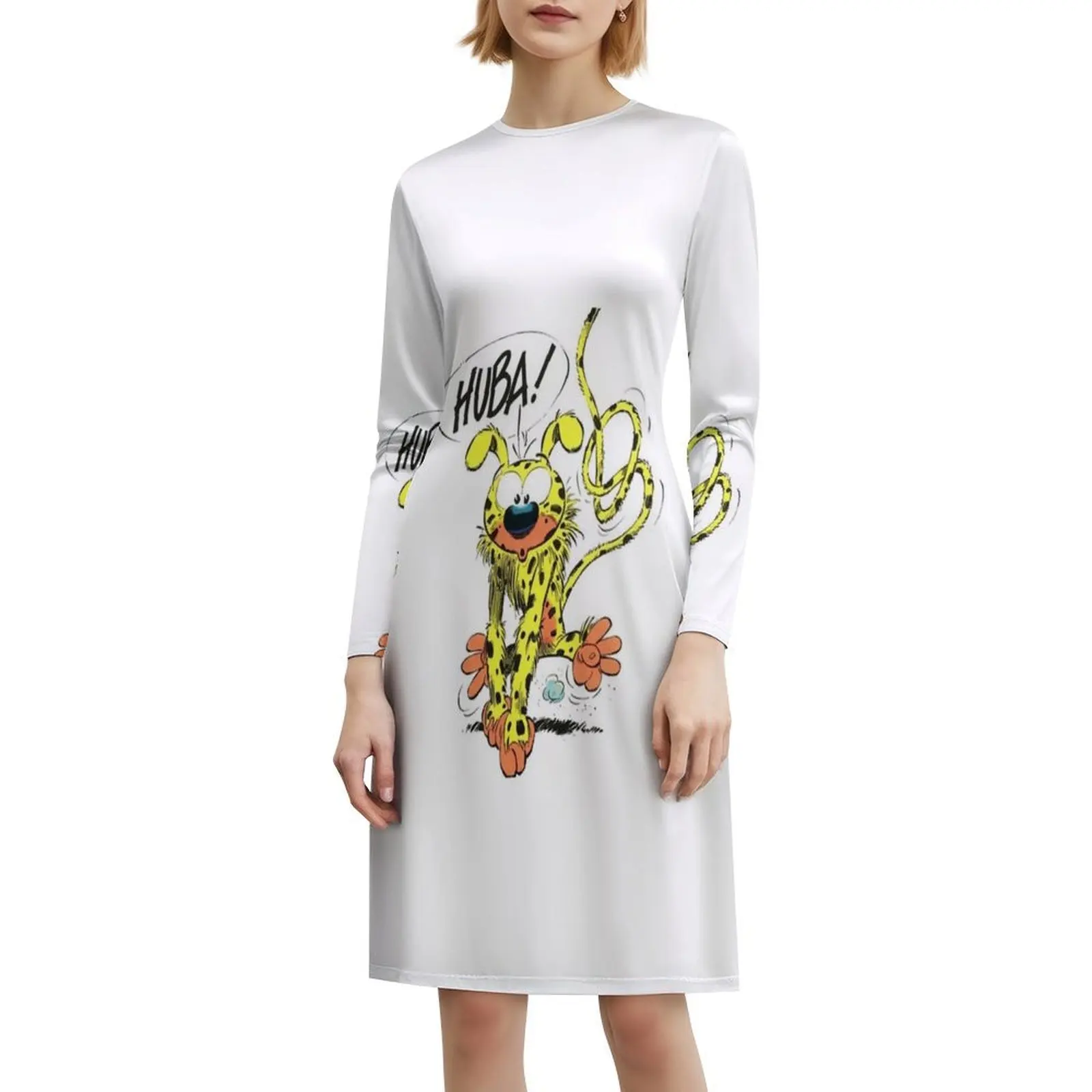 هدايا للنساء حيوانات Marsupilami الخيالية في فستان قصير على طراز Preppy للنساء على شكل حرف a فستان يوم غير رسمي فضفاض مناسب للنساء #6