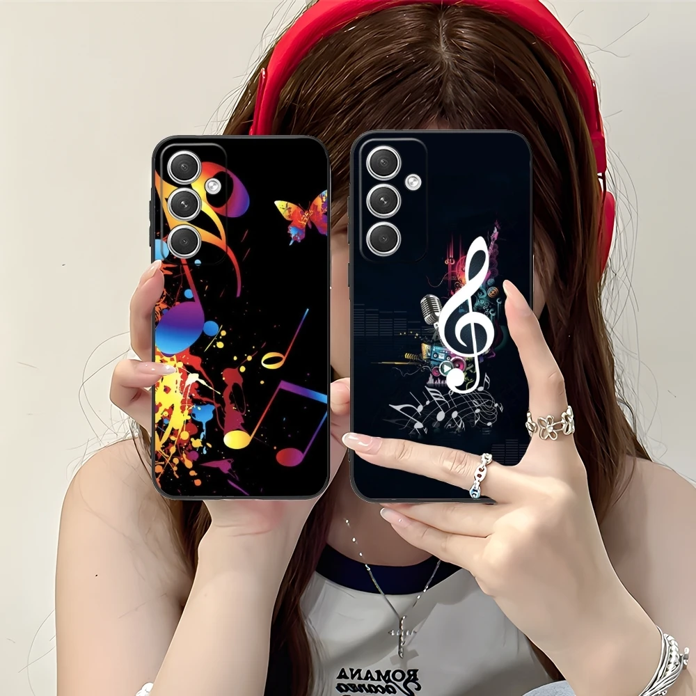 Painting Music Cloud Mobile Cell Phone Case for Samsung M55 35 15 54 34 14 33 23 13 42 32 22 F55 23 12 5G Black Cover Shell