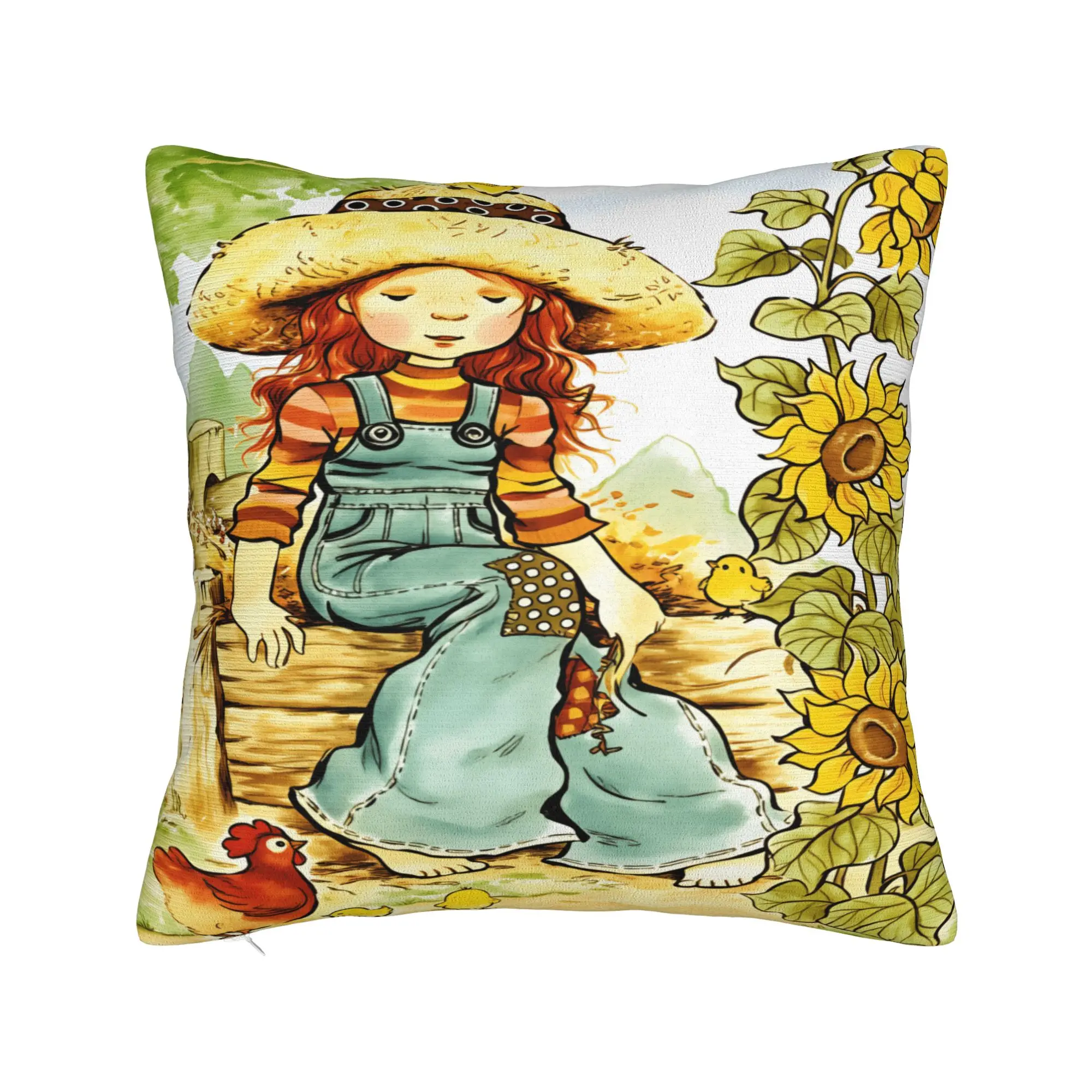 Pillow Case Art Sarah Kay Swing Girl Comfy  Pillow Cover For Office Car Home Decor Retro Trendy Pillowcases