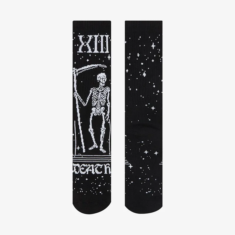 Harajuku Retro Gothic Skull Tiger Rose Heart Skeleton Doll Crew Socks Elastic Unisex Cotton Stocking Novelty Chic Long Socks