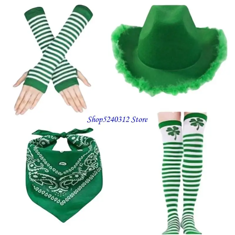 634C مجموعة قبعة شامروك الفاخرة للهالوين، قبعة مريحة للجنسين #5