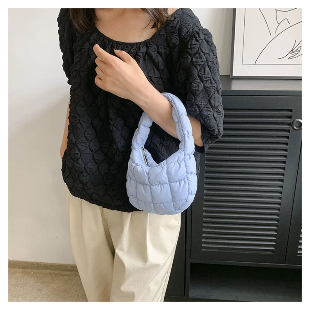 Puffer Tote Bag for Women Shoulder Bubbles Cloud Bag Winter Puffy Handbag Purse Top Handle Bag Designer Pleated Clutch Bag