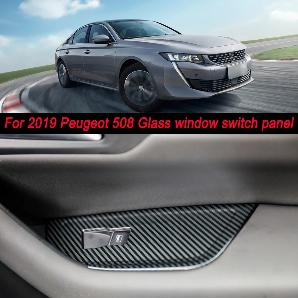 

For Peugeot 508 Car Accessories Stainless Steel Carbon Fibre,ABS Chrome Door Window Lift Cover Panel 2019 2020 2021
