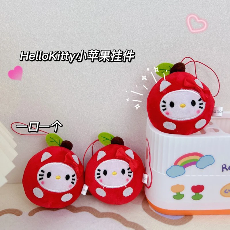 Sanrio Little Apple Niedlicher Schlüsselanhänger Plüschtiere für Mädchen Kawaii Rucksack Ornament Plüschtier Keychan Outdoor Fun Weihnachtsgeschenk