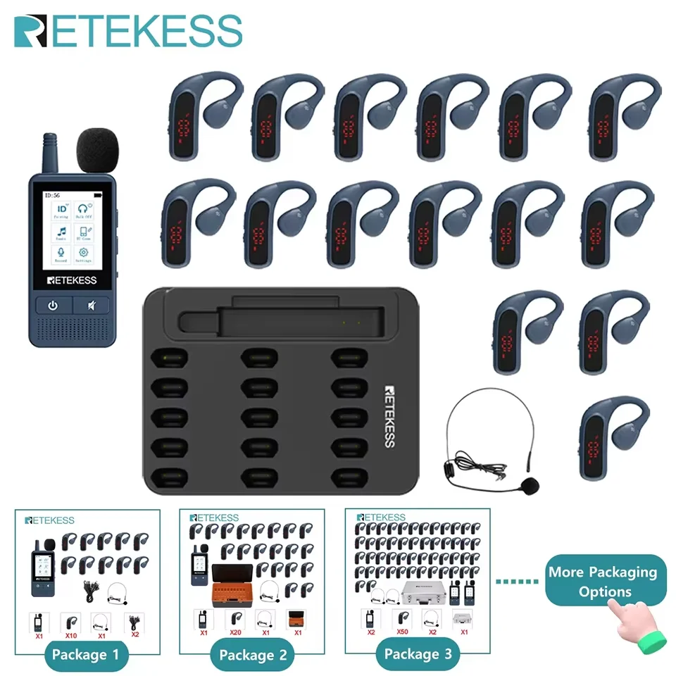 RETEKESS TT133 Wireless Tour Guide System Dual-Screen Configuration Audio Guide Fast Charging For Tourism Conferences Museums