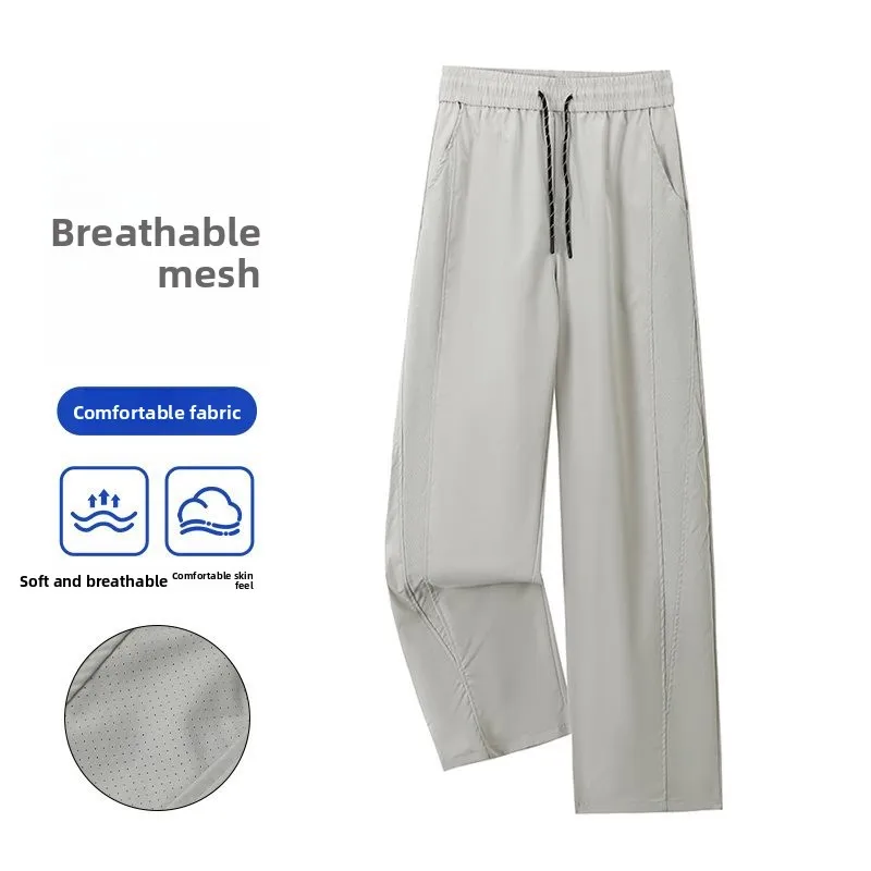 

Casual Paratrooper Sport Pants Men's Loose Versatile Wide Leg Straight Cut Leisure Long Trousers American Retro Pleated Design