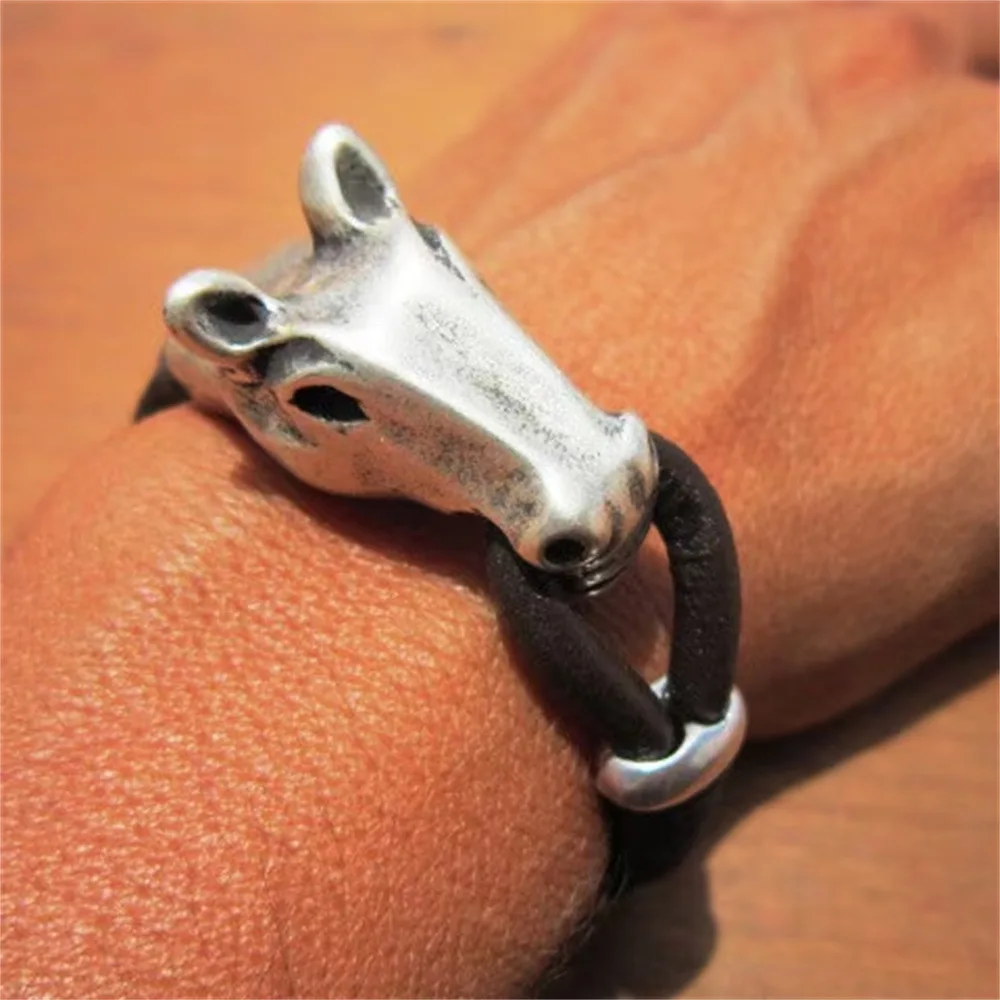 

New Fashion Women Men Simple Horse-fACE Cowhide Hand Chain Bracelet Unisex Retro Friendship Couple Bracelet Jewelry