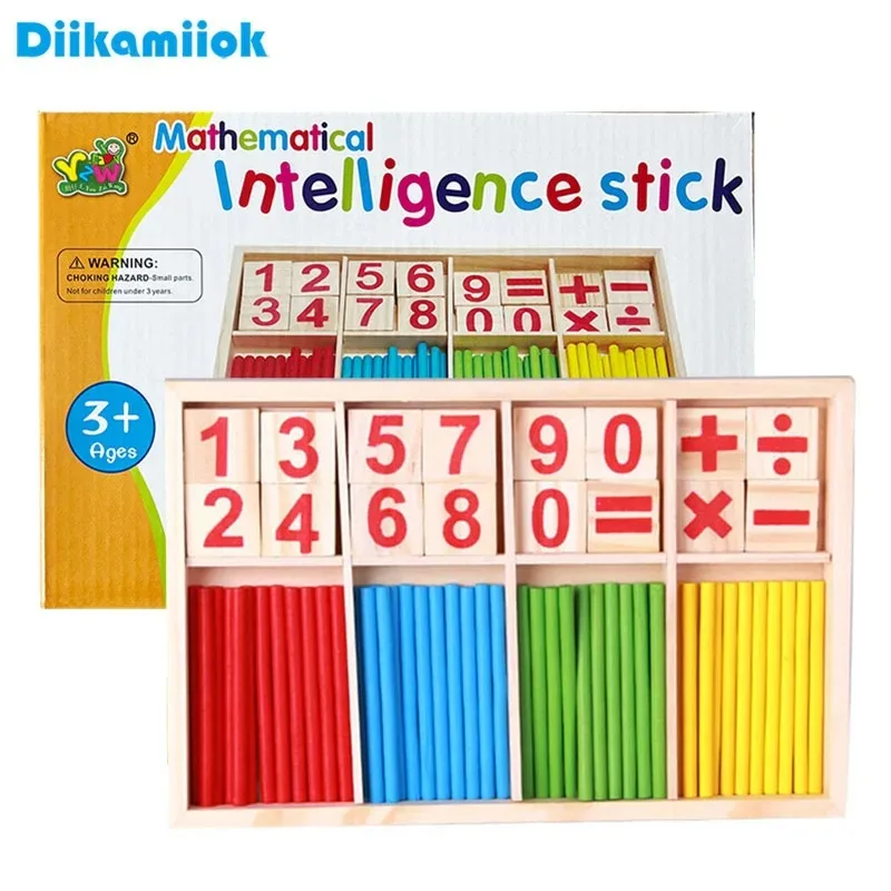 /Kids Wooden Math Toys for Children Montessori Educational Learning NumberCounting Sticks Kindergarten Mathematics Teaching Aids