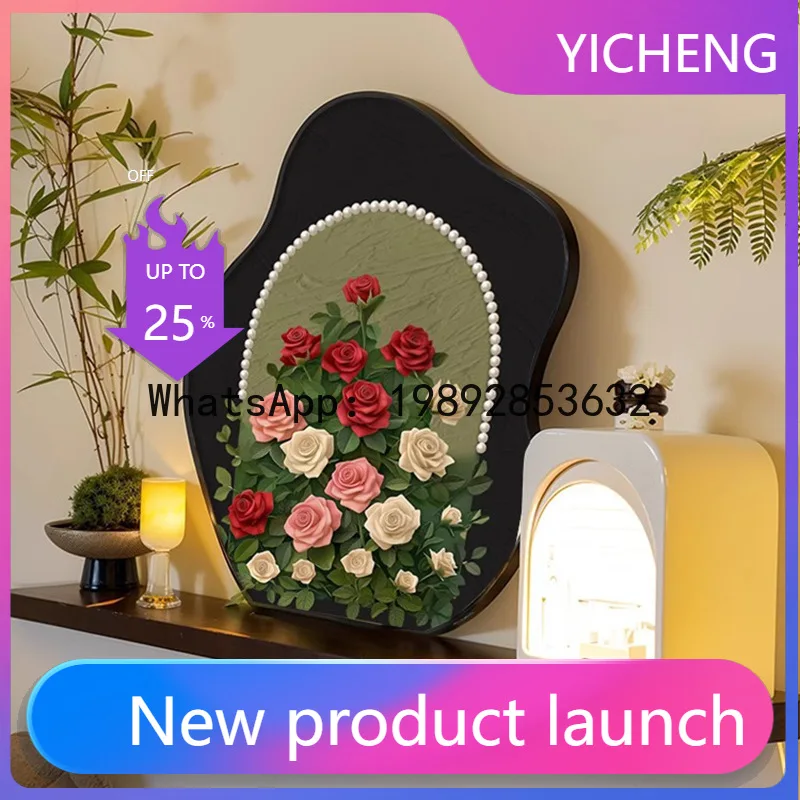 

LYY Pearl Rose Medieval Style Desktop Cabinet Decorative Painting Vintage Art Decoration High-End Niche Decorative Painting