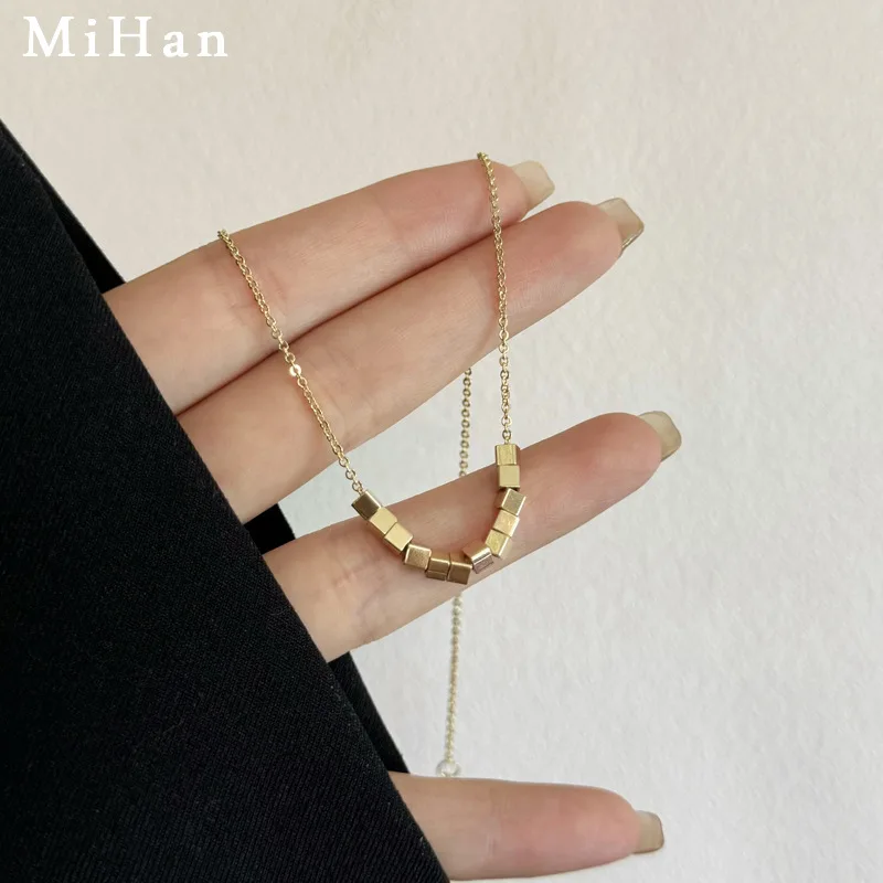 Mihan Modern Jewelry European and American Design Simple Geometric Small Sugar Beaded Temperament Necklace For Women Party Gifts