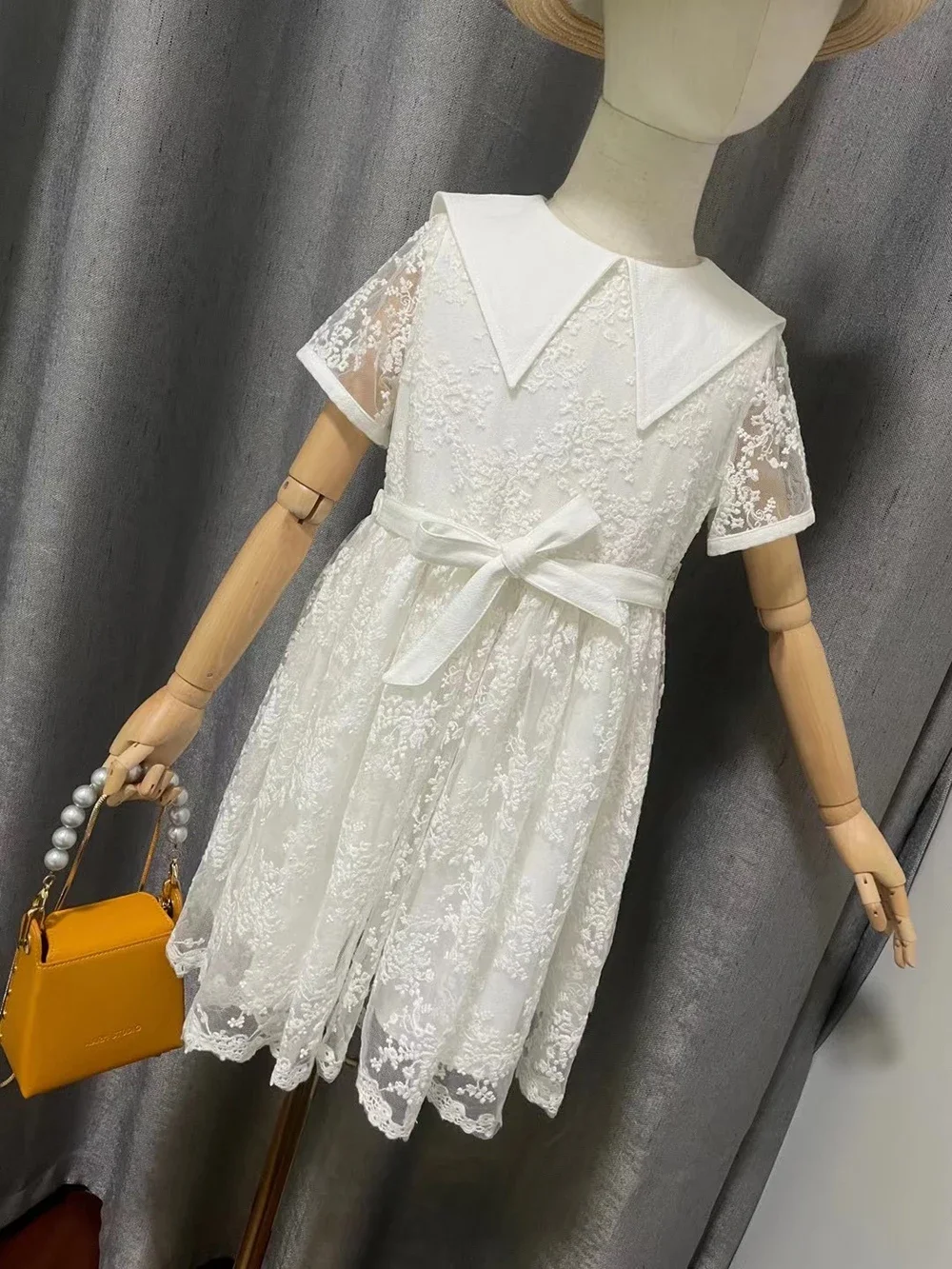 Tecido de malha bordado macio tecido de renda branca para roupas, cheongsam, roupas de bebê, tecido de fundo diy por jarda